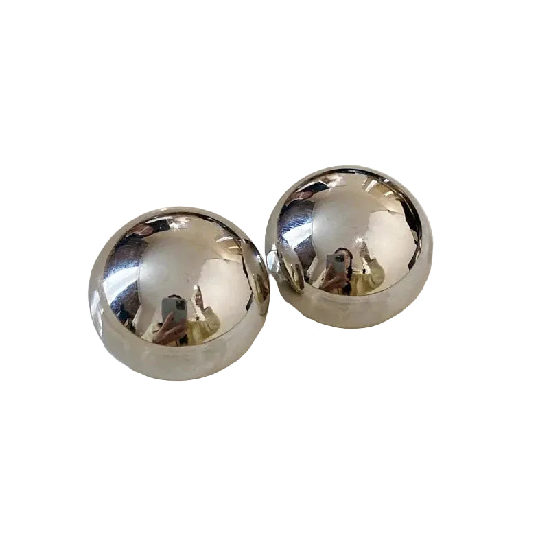 Smooth Round Earrings For Women Big Ball Metal Stud Earrings Classic Gold Color Geometric Earrings Vintage Jewelry Accessories by PoisedMe