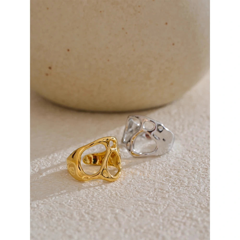 Novelties Adjustable Stainless Steel Geometric Hollow Fashion Unusual Open Ring Popular Versatile Daily Trendy Jewelry by PoisedMe