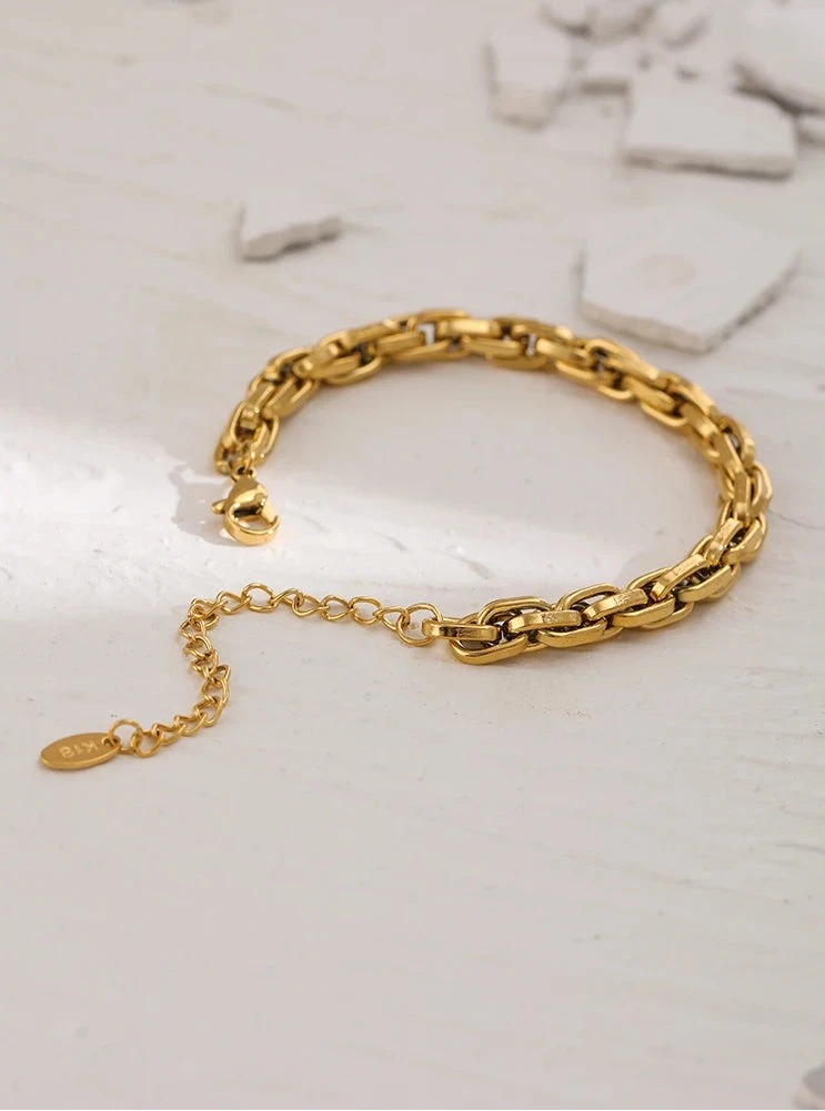 Gold Link Chain Bracelet – Real Gold Plated Stainless Steel by PoisedMe
