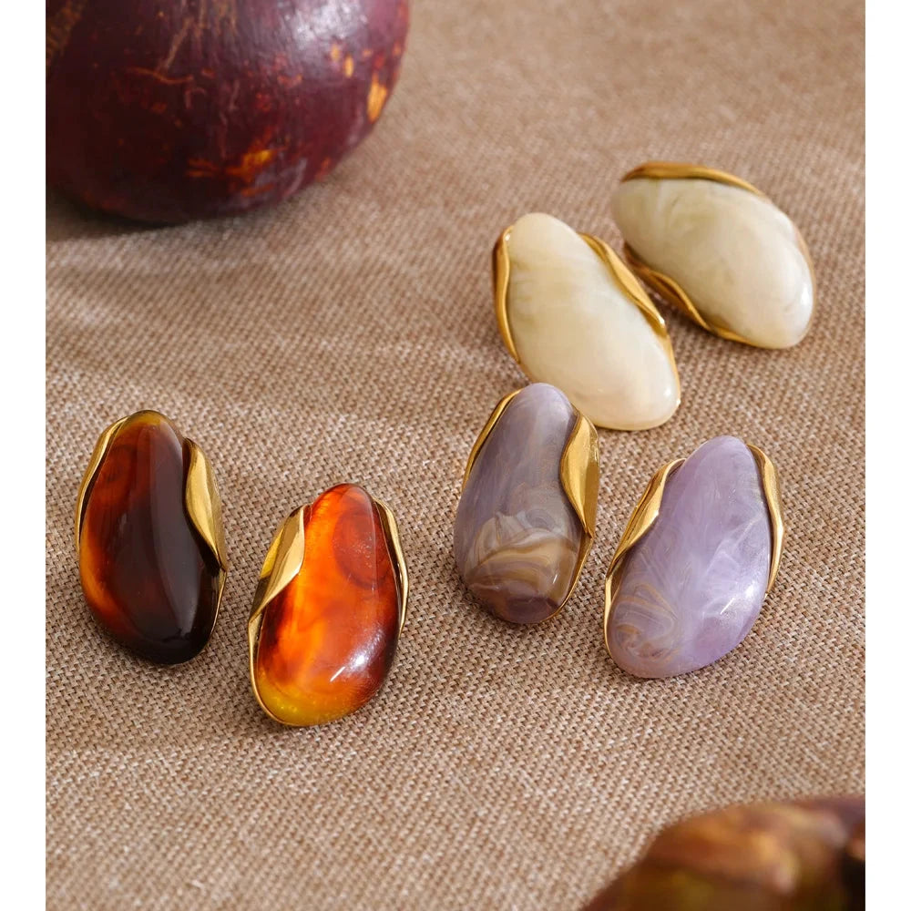 Colorful Resin Earrings – Modern Acrylic Stainless Steel Studs by PoisedMe