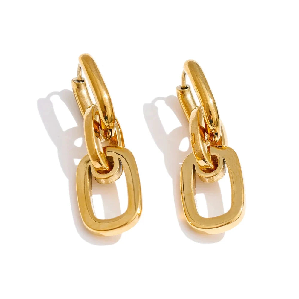 Daily 316 Stainless Steel Rectangle Drop Dangle Earrings for Women Statement Minimalist High Quality Jewelry Wholesale by PoisedMe