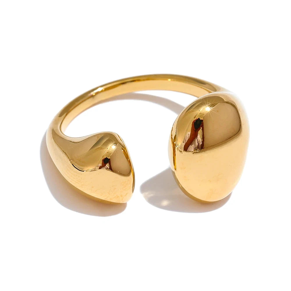 Stainless Steel High Quality Minimalist Daily Smooth Fashion Open Adjustable Ring Waterproof Electroplated Cast Jewelry by PoisedMe