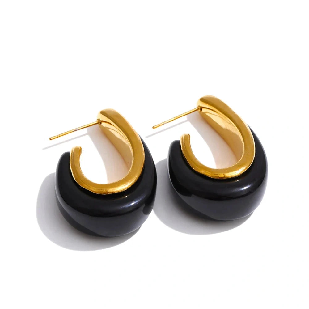 Red Black Resin Acrylic Geometric Gold Colors Earrings Stainless Steel Trendy Fashion Trendy Jewelry Gift by PoisedMe