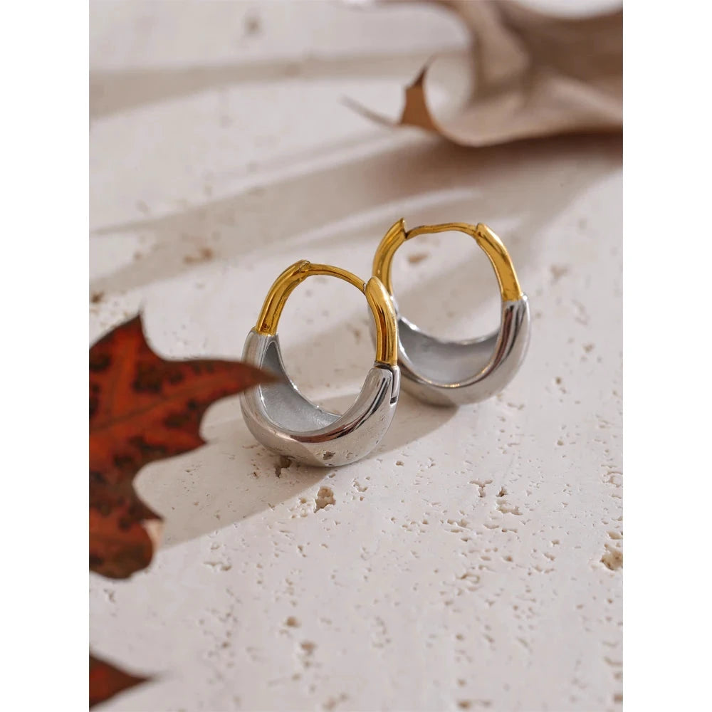 Statement Stainless Steel Metal Geometric Unusual Hoop Earrings Waterproof Daily Charm Jewelry Accessories by PoisedMe