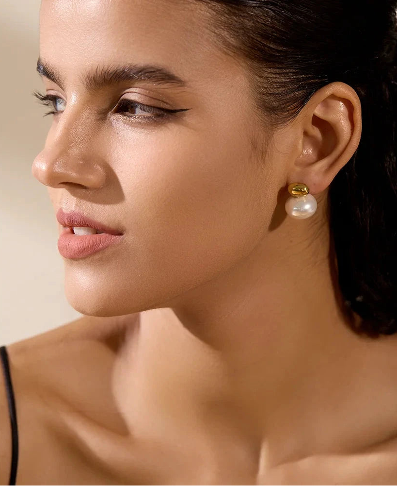 316 Stainless Steel Imitation Pearl Stud Earrings For Women Japan Style by PoisedMe