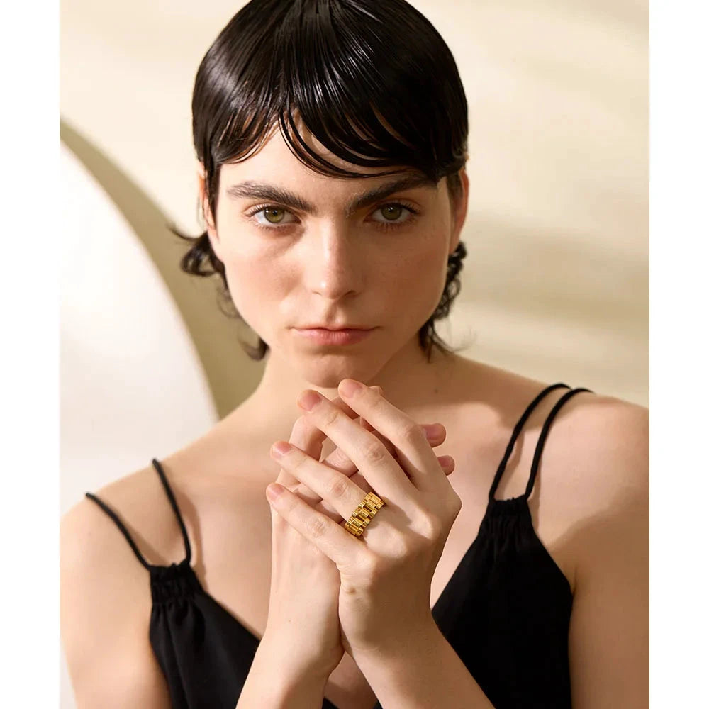 Chunky Chain Link Ring – Stainless Steel Waterproof Band | Gold &amp; Silver Modern Fashion Jewelry for Women by PoisedMe