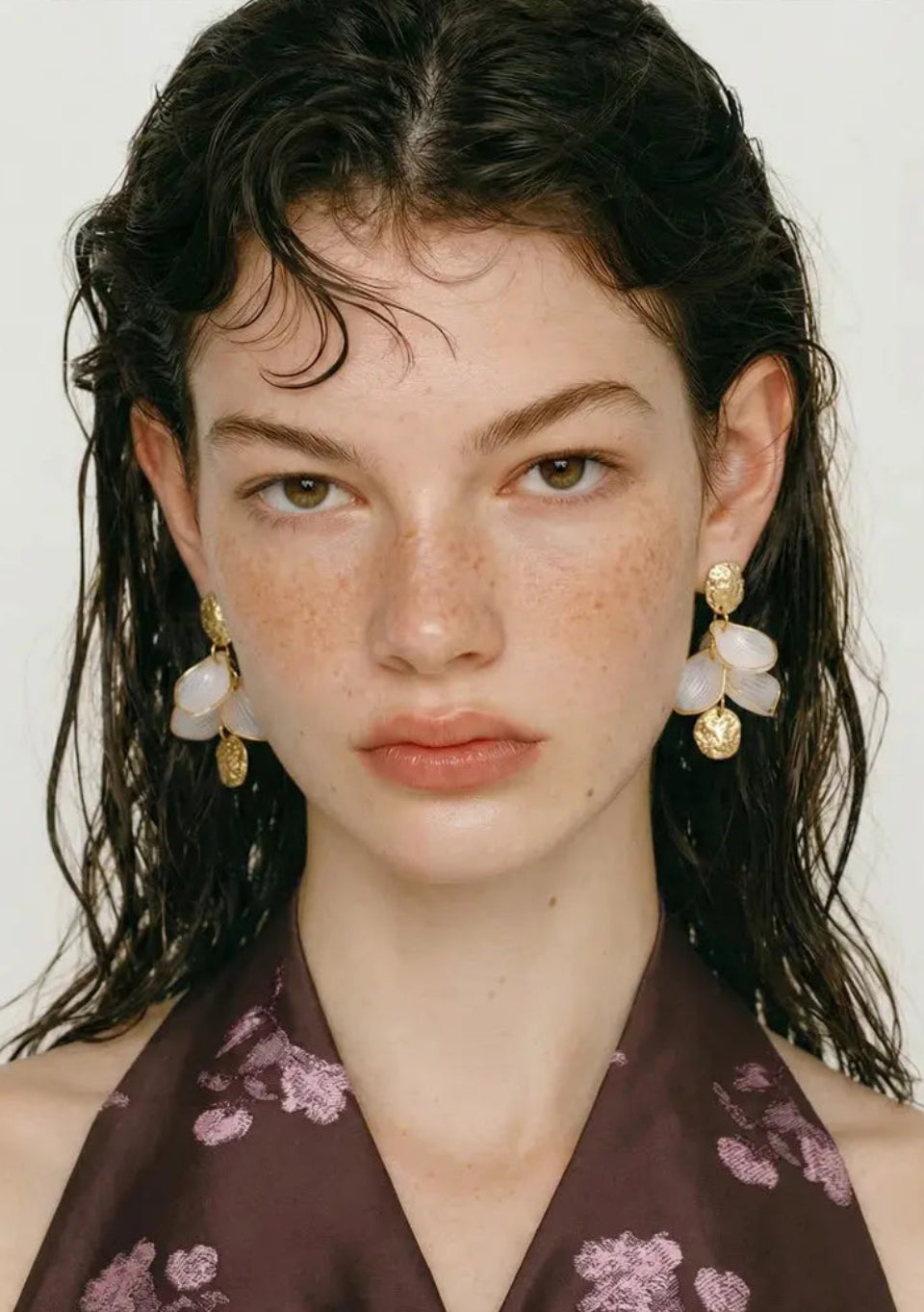 Resin Acrylic Flower Petal Drop 18K Gold PVD Plated Stainless Steel Earrings by Poised Me Jewelry Studio