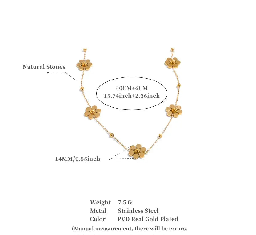 Flower Necklace 18k PVD Gold Plated Waterproof Jewelry For Women by Poised Me Jewelry Studio