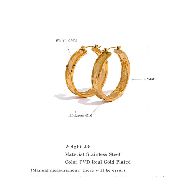42mm High Quality Cast 316l Stainless Steel Round Big Hoop Earrings Minimalist Metal Fashion PVD Gold Color Jewelry Women by PoisedMe