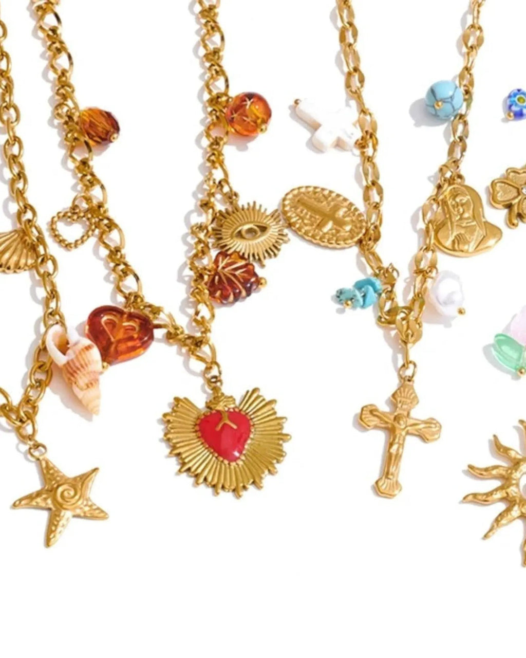 Sun Ocean Charm Pendant Necklace Gold Plated Stainless Steel Waterproof by Poised Me Jewelry Studio