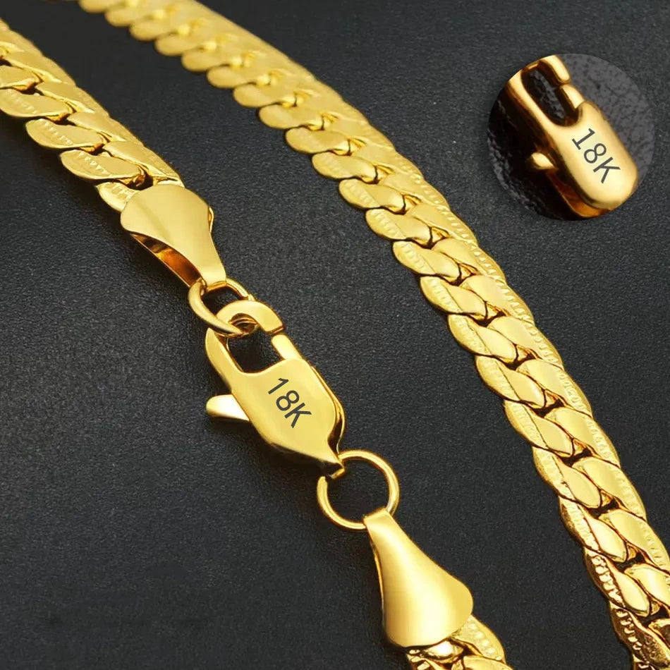 18K Gold Silver Tone 6mm Sideways Necklace 8 18 20 24 Inch Chain Wedding Jewelry by PoisedMe