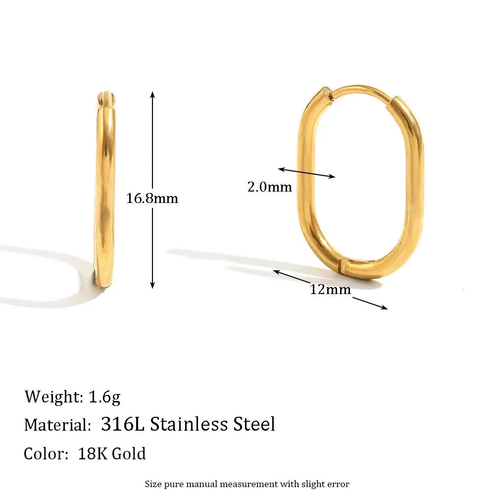 18K Gold U-Shape Hoop Earrings – Classic Waterproof Stainless Steel Hoops by PoisedMe