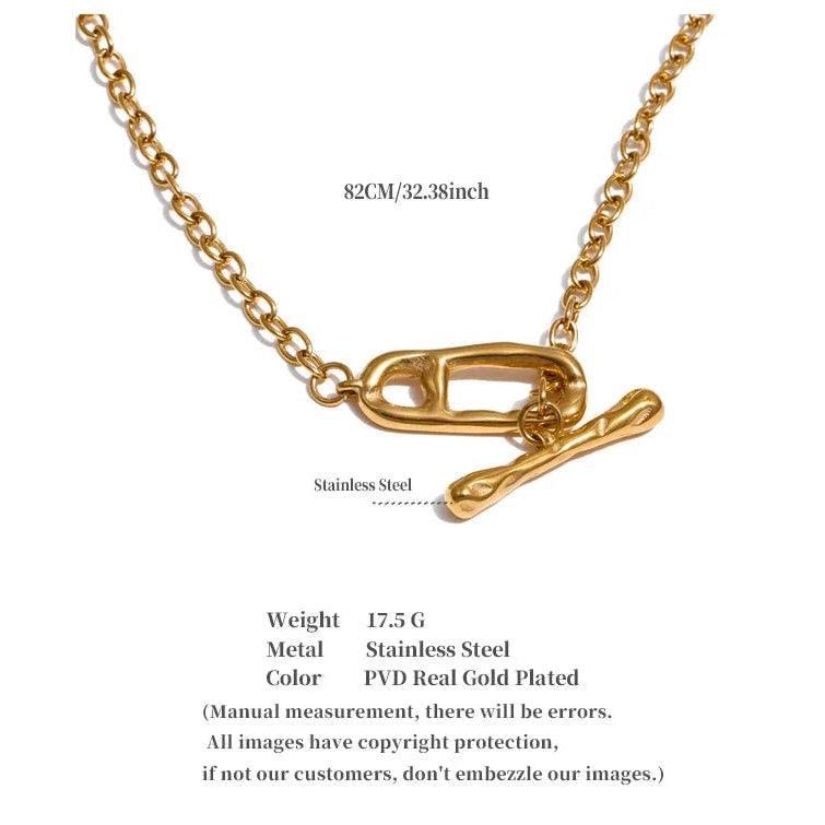 82cm 316L Stainless Steel Chain Necklace With Toggle Clasp Jewelry by PoisedMe