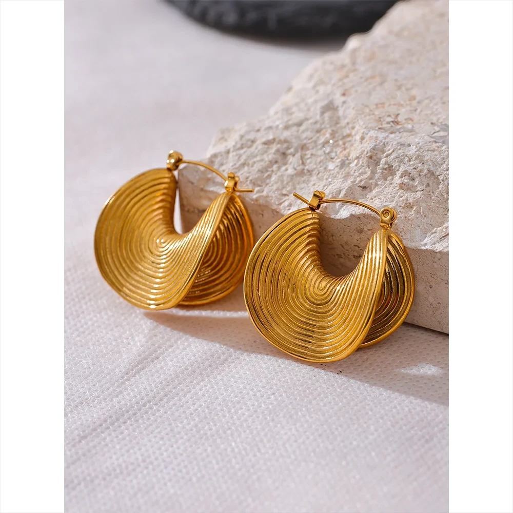 Stylish Unique Stainless Steel Geometric Statement Waterproof Earrings Creative Metal Gold Color Temperament Jewelry Women by PoisedMe