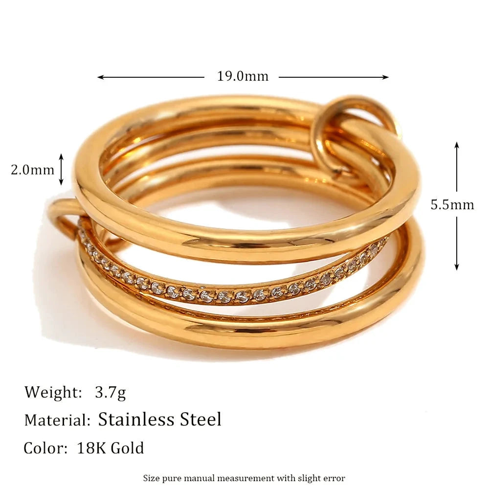 Unique Cool Three/Four Fingers Chain Shape Variable Hiphop Rings Stainless Steel Trendy Accessories Women Men Gifts by PoisedMe