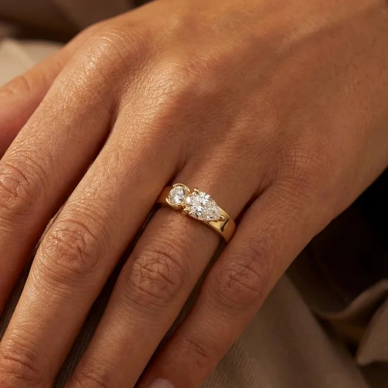 925 Sterling Silver Sparkling Water Drop Interweaving Dazzling Clear Pear CZ Finger Rings For Women Gift Wedding Fine Jewelry by PoisedMe