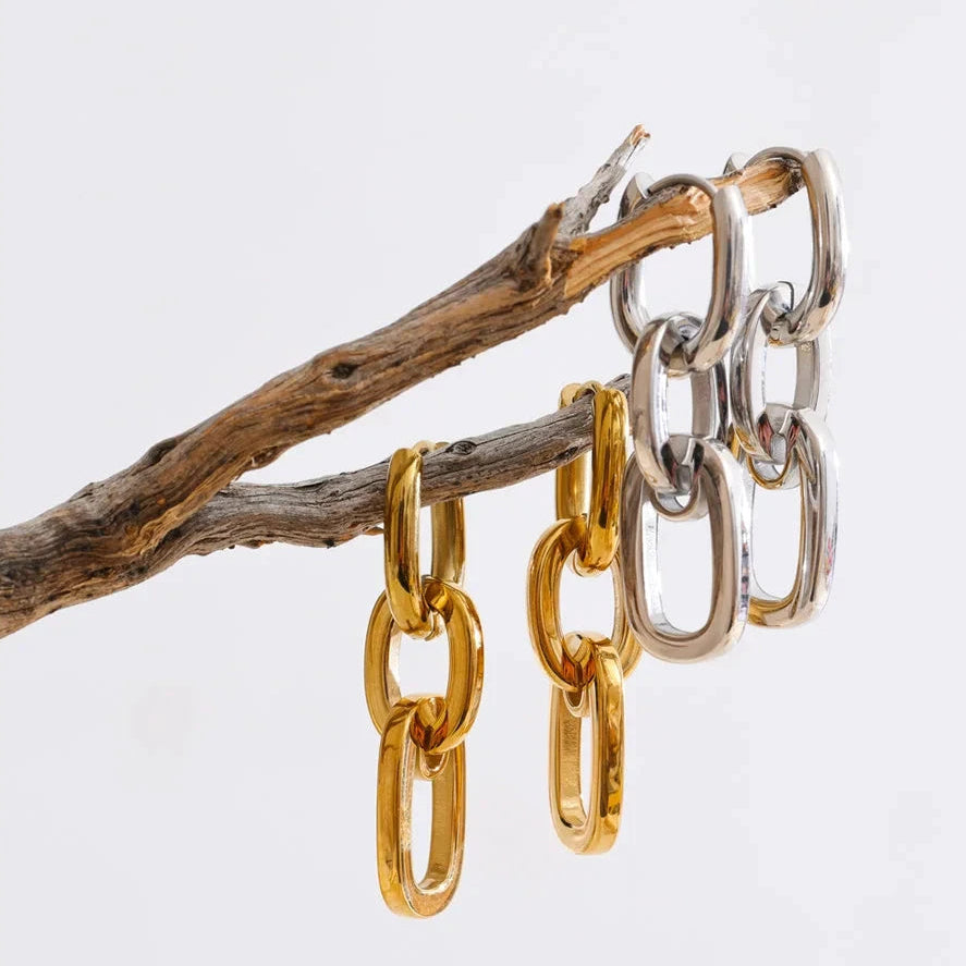 Daily 316 Stainless Steel Rectangle Drop Dangle Earrings for Women Statement Minimalist High Quality Jewelry Wholesale by PoisedMe