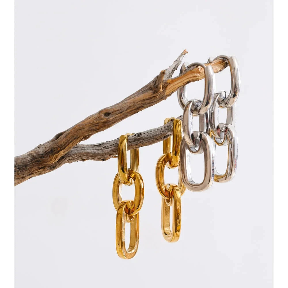 Daily 316 Stainless Steel Rectangle Drop Dangle Earrings for Women Statement Minimalist High Quality Jewelry Wholesale by PoisedMe