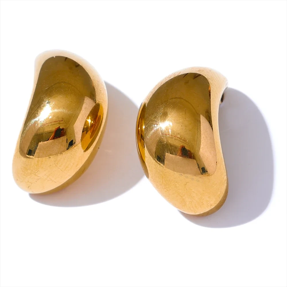 Smooth Stainless Steel Metal Geometric Fashion Daily Earrings Texture Charm Gold Platinum Color Plated Jewelry Waterproof by PoisedMe