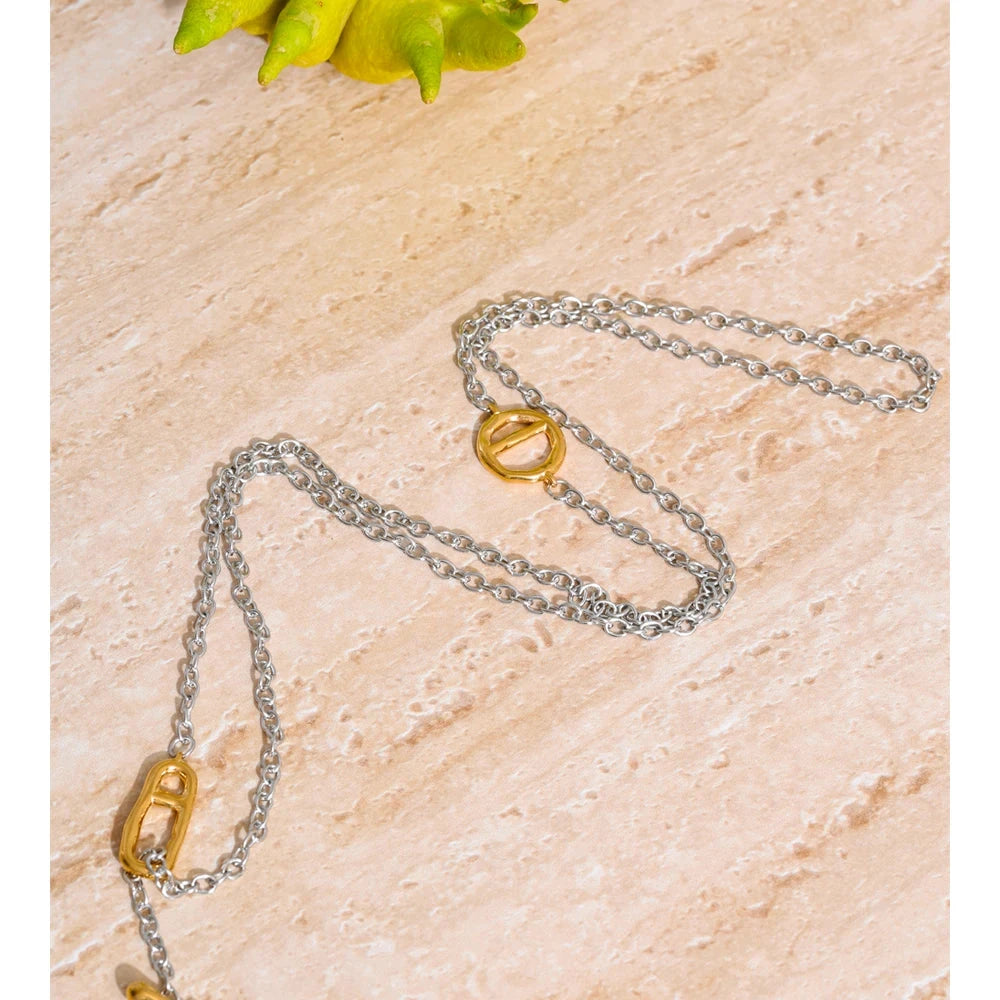 82cm 316L Stainless Steel Chain Necklace With Toggle Clasp Jewelry by PoisedMe