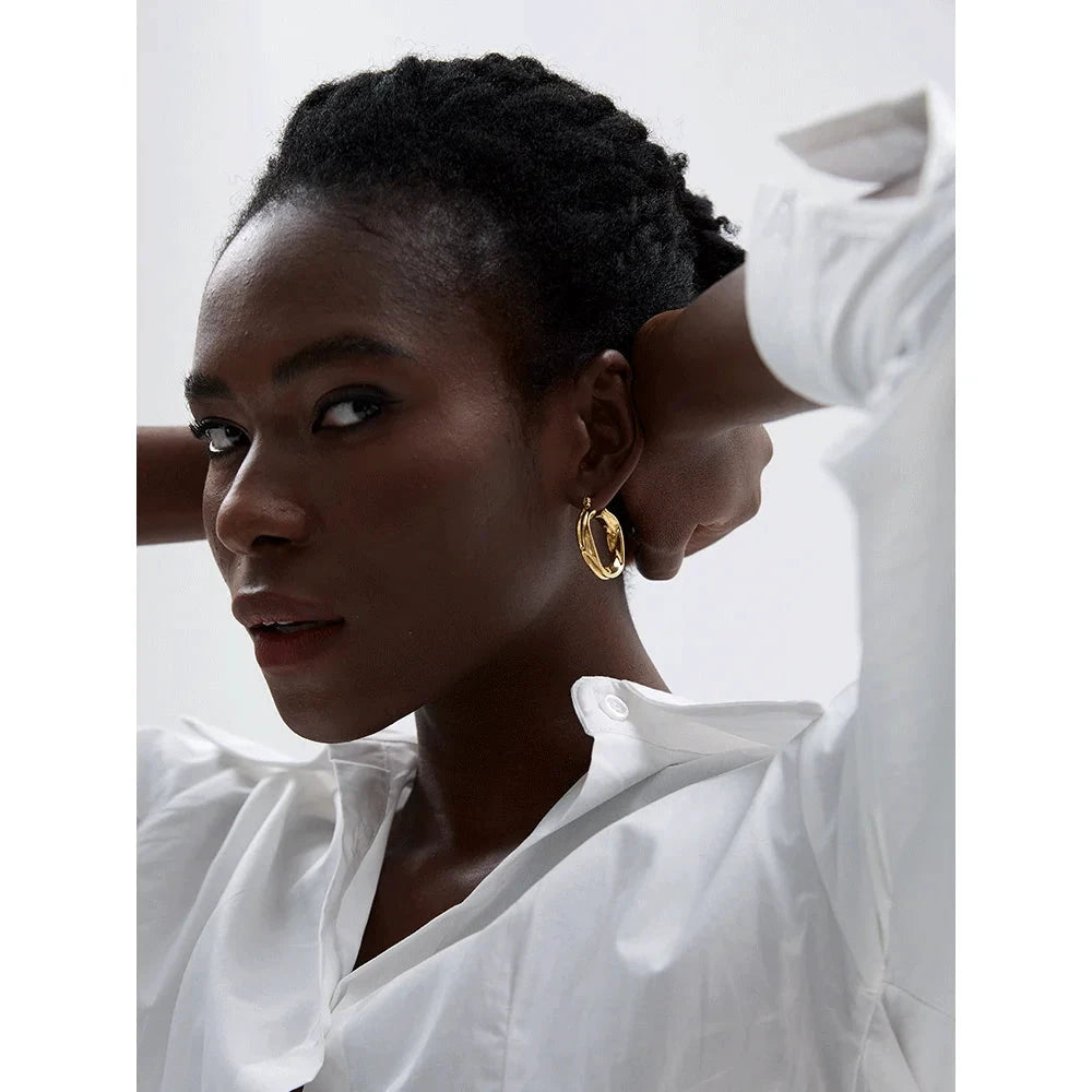 316l Stainless Steel Round Hollow Hoop Earrings Rust Proof Minimalist Metal Attractive Trendy Jewelry Bijoux Women Gift by PoisedMe