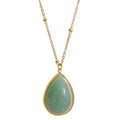 PoisedMe Water Drop Amethyst Green Aventurine Natural Stone Necklace Stainless Steel Fashion Charm Pendant Jewelry Tarnish Free -