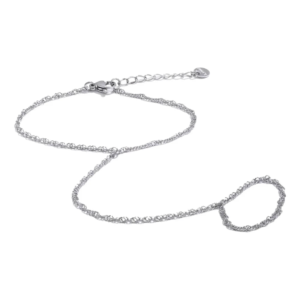 Stainless Steel Zircon Beads Back of Hand Chain Finger Bracelet Waterproof by PoisedMe