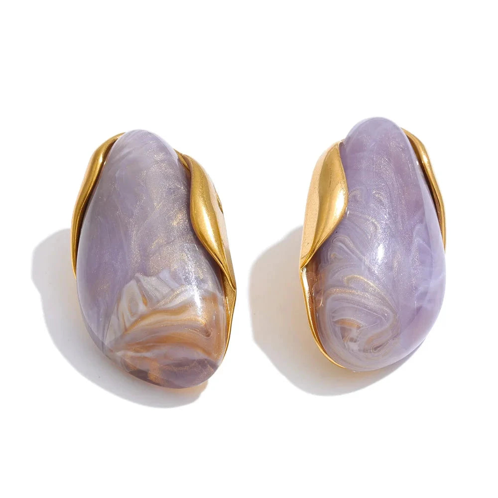 Colorful Resin Earrings – Modern Acrylic Stainless Steel Studs by PoisedMe