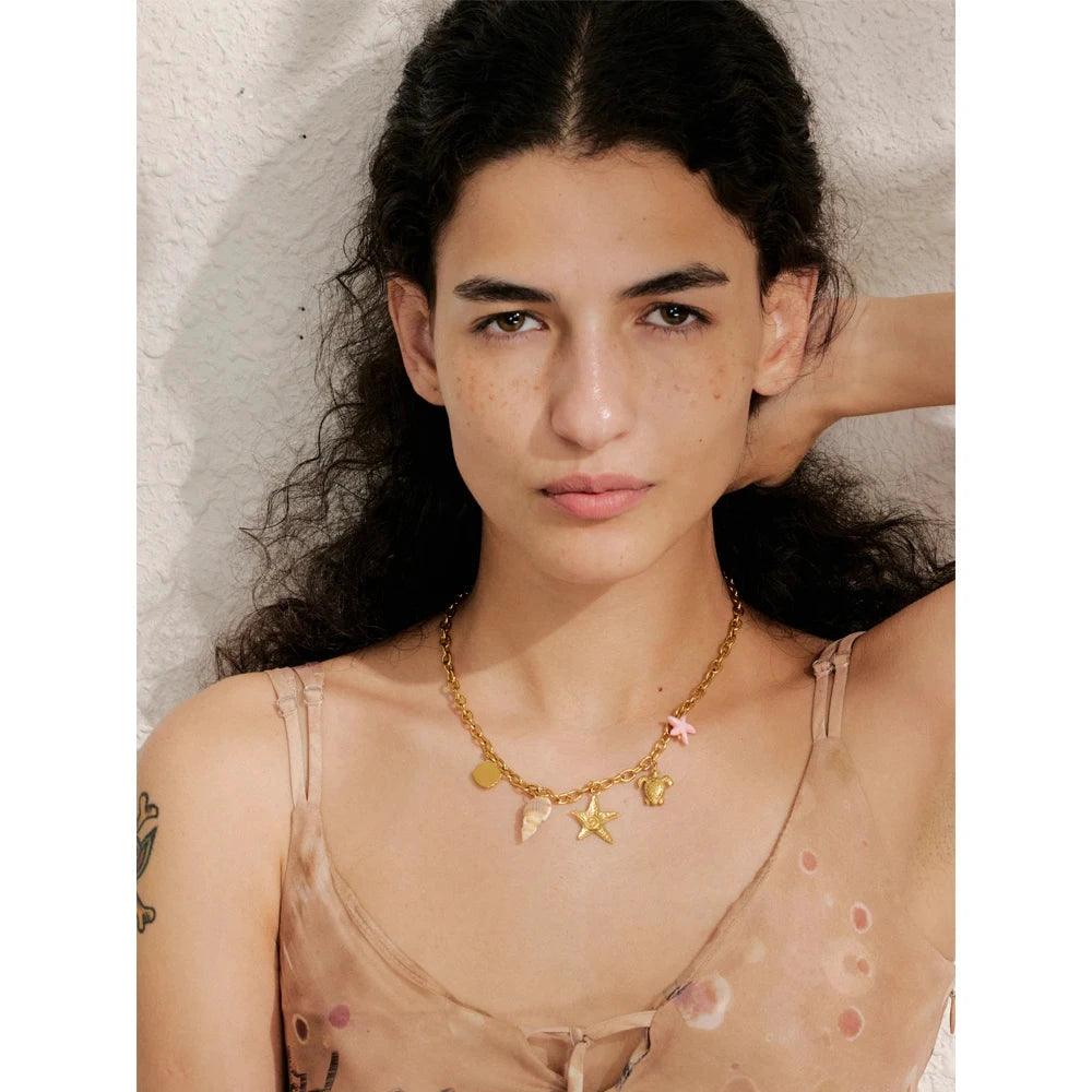 PoisedMe Yhpup Trendy Sun Ocean Charm Pendant Handmade Jewelry Golden Waterproof PVD Plated Stainless Steel Summer Jewelry 2025 Wholesale -