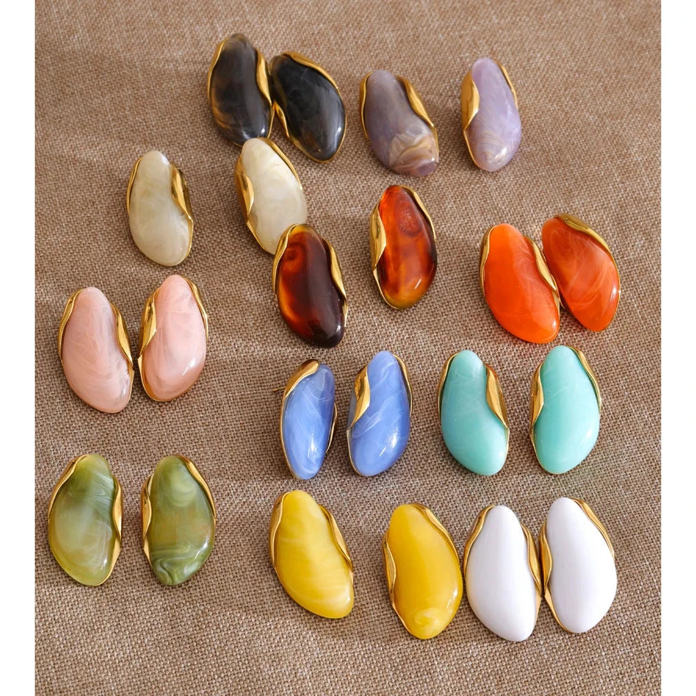 Colorful Resin Earrings – Modern Acrylic Stainless Steel Studs by PoisedMe