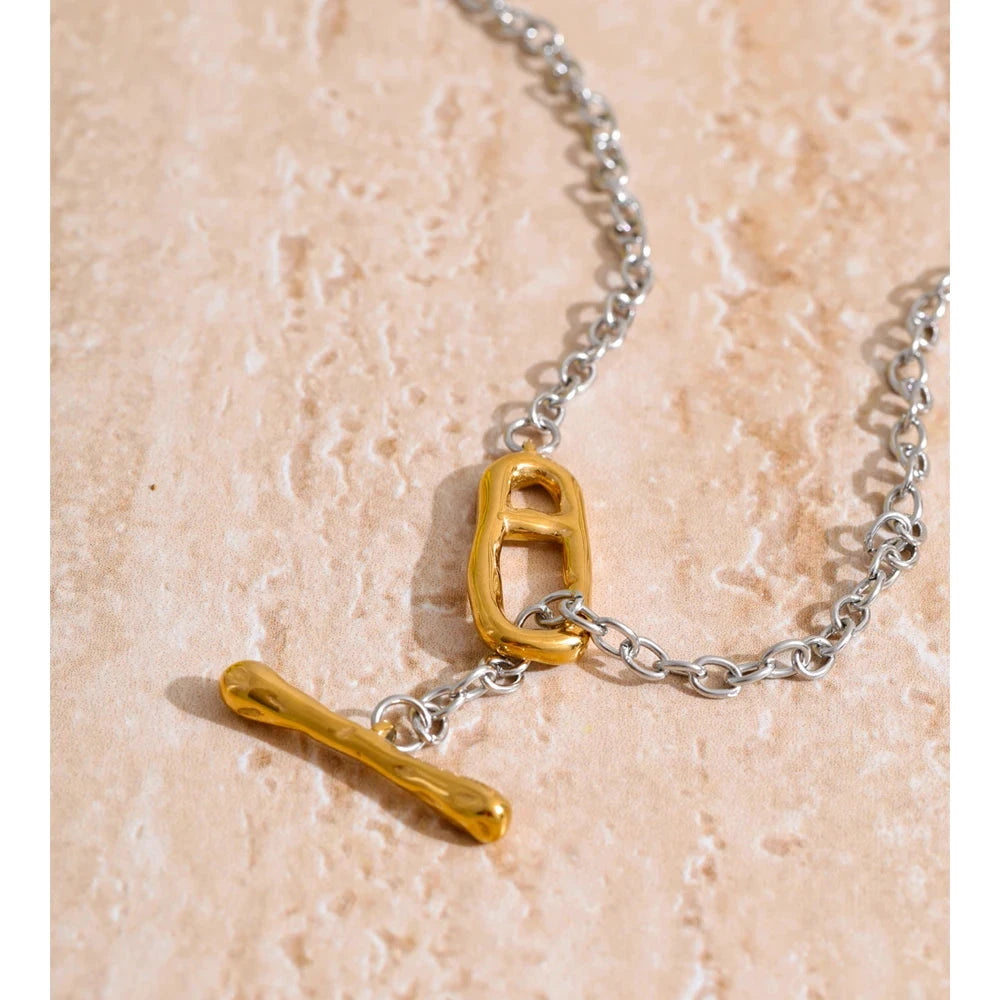 82cm 316L Stainless Steel Chain Necklace With Toggle Clasp Jewelry by PoisedMe