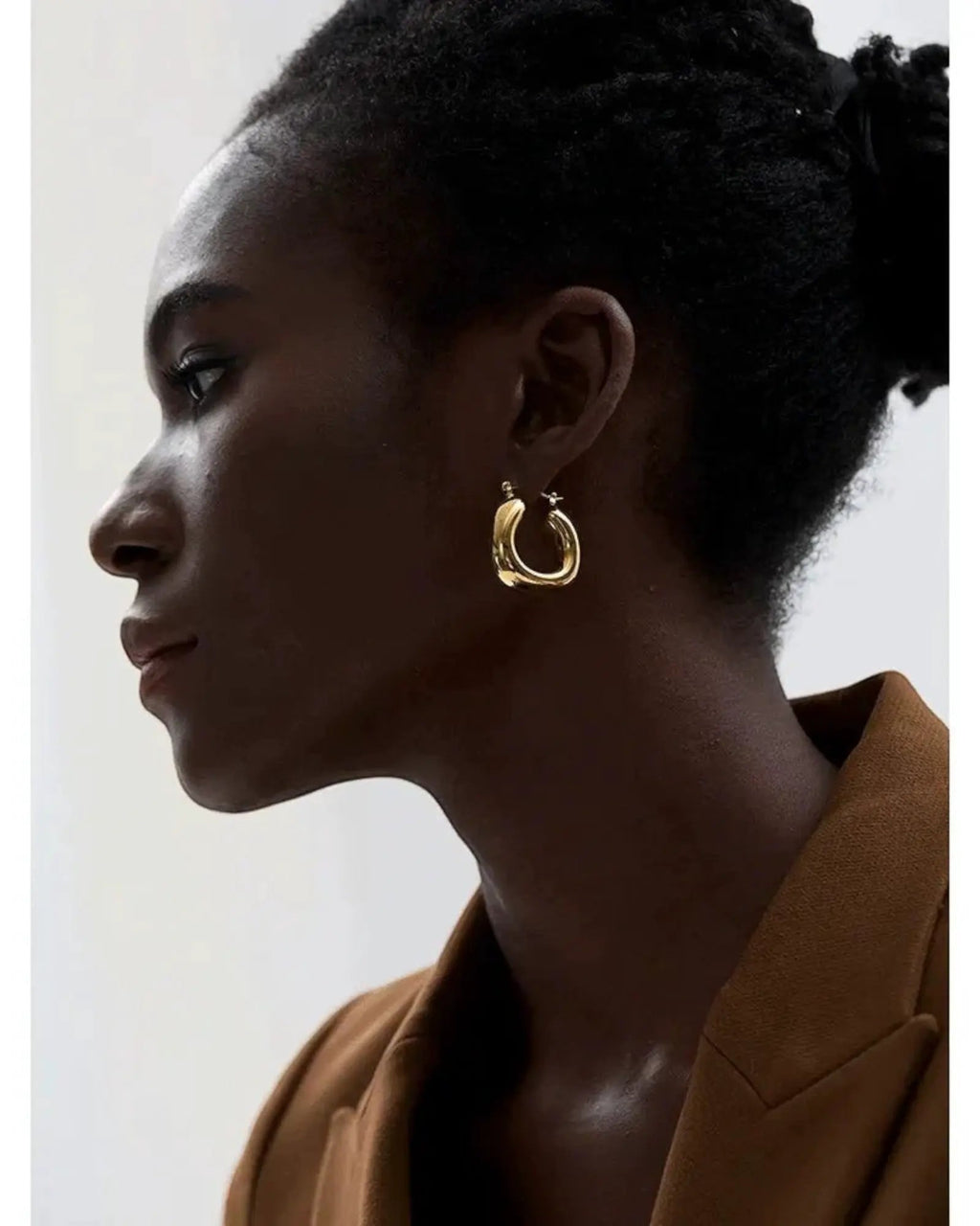 Round Geometric Chunky Hoop Earrings For Women Waterproof 18K Gold PVD Plated Stainless Steel by Poised Me Jewelry Studio