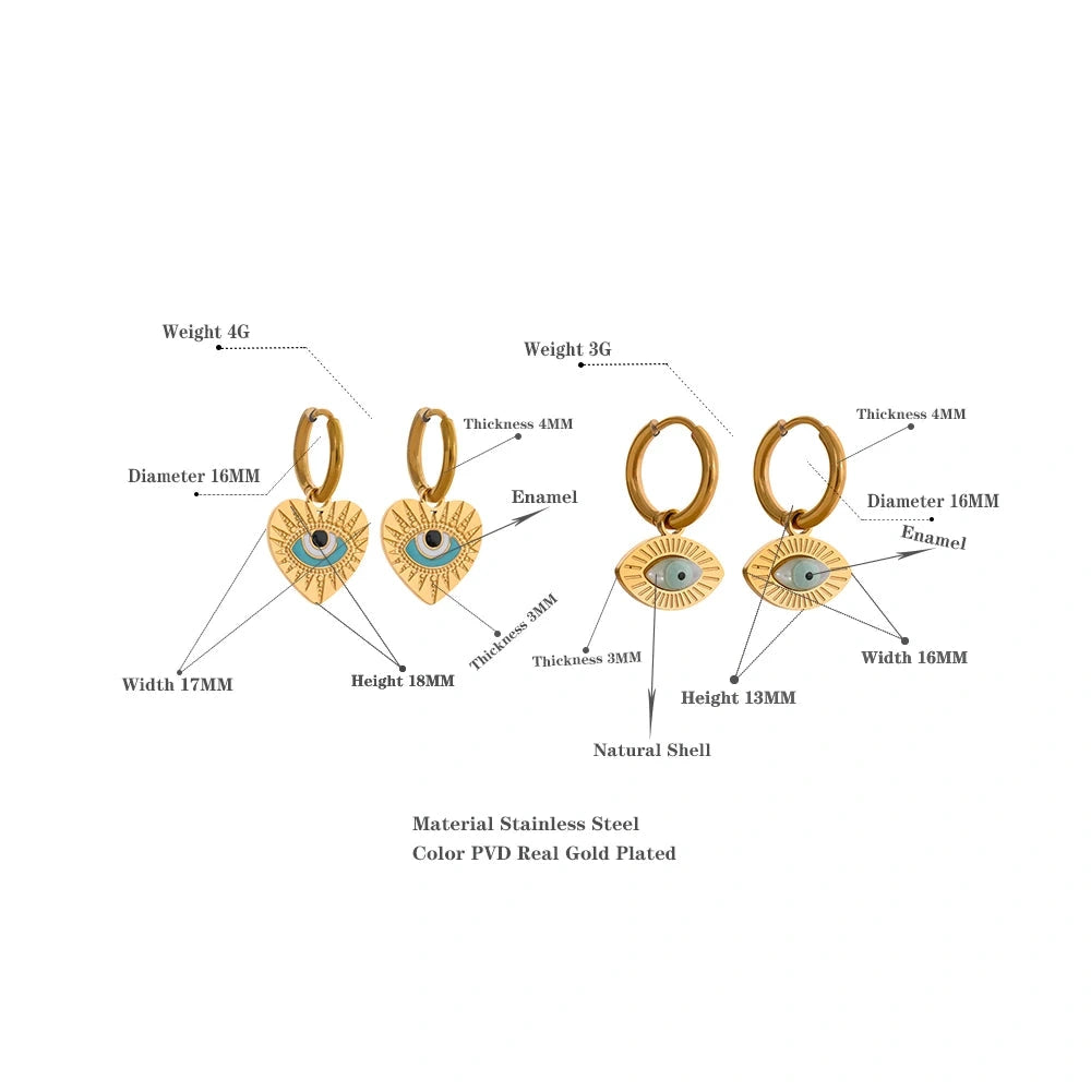 Stainless Steel Turkey Evil Eye Hoop Earrings Trendy Fashion Jewelry for Women Charm Bijoux by PoisedMe