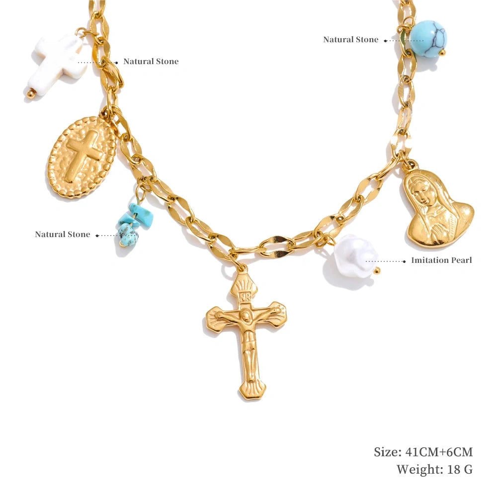 PoisedMe Yhpup Trendy Sun Ocean Charm Pendant Handmade Jewelry Golden Waterproof PVD Plated Stainless Steel Summer Jewelry 2025 Wholesale -