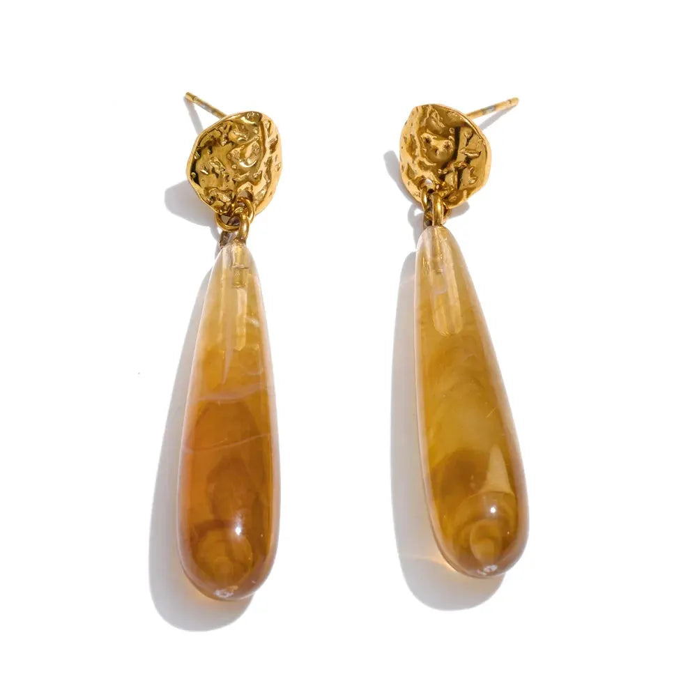 PoisedMe 4 Color Acrylic Resin Teardrop Dangle Summer Earrings for Women Stainless Steel Exclusive Candy Fashion Jewelry -