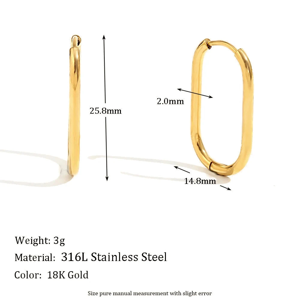 18K Gold U-Shape Hoop Earrings – Classic Waterproof Stainless Steel Hoops by PoisedMe