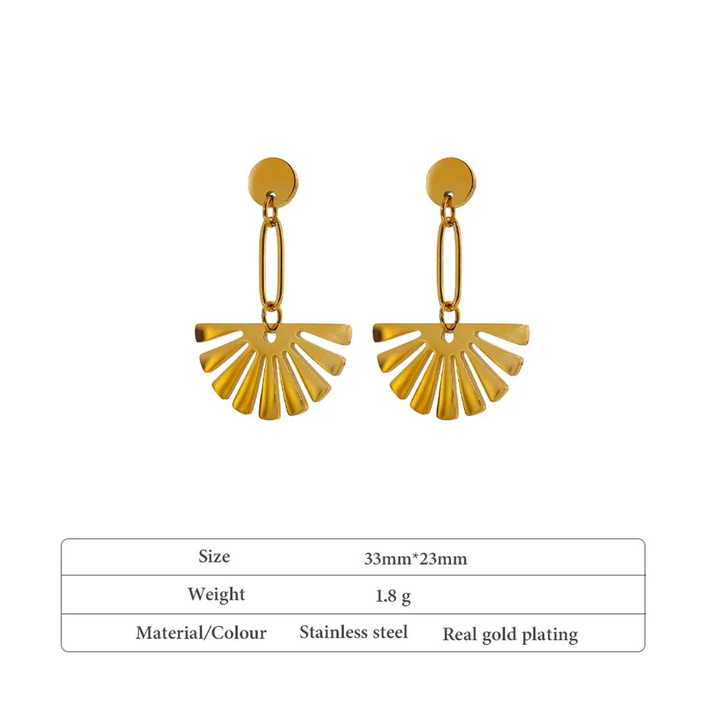 PoisedMe Long Drop Earrings Stainless Steel Metal Gold 18 K Plated Geometric Jewelry Bijoux Femme Waterproof Gift -