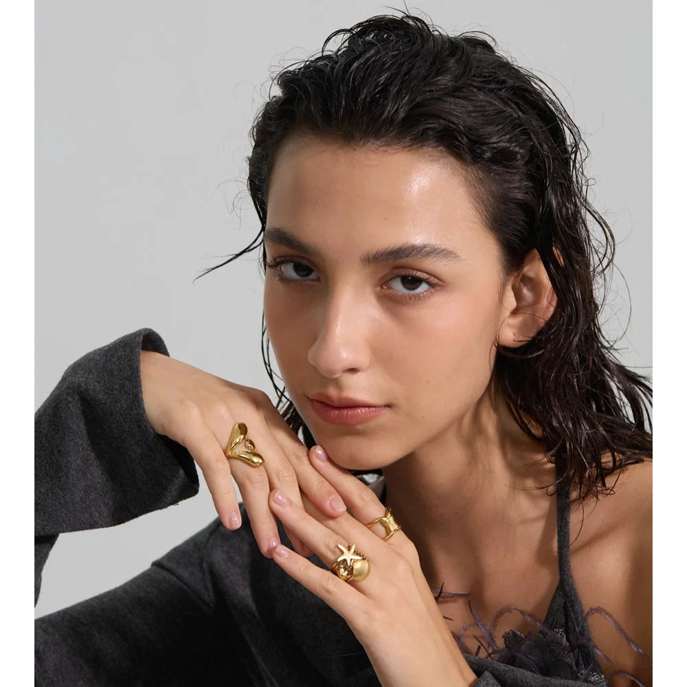 High Quality Smooth Stainless Steel Geometric Casting Ring Gold & Platinum Plated Distinctive Daily Wear Finger Jewelry by PoisedMe