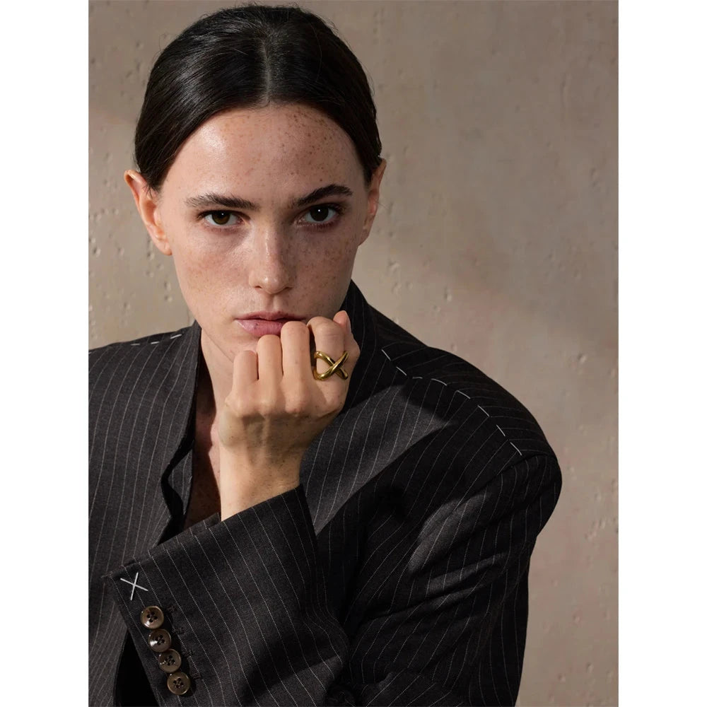 X-Shape Statement Ring – Handmade Polished Stainless Steel | Waterproof Geometric Finger Jewelry for Women by PoisedMe