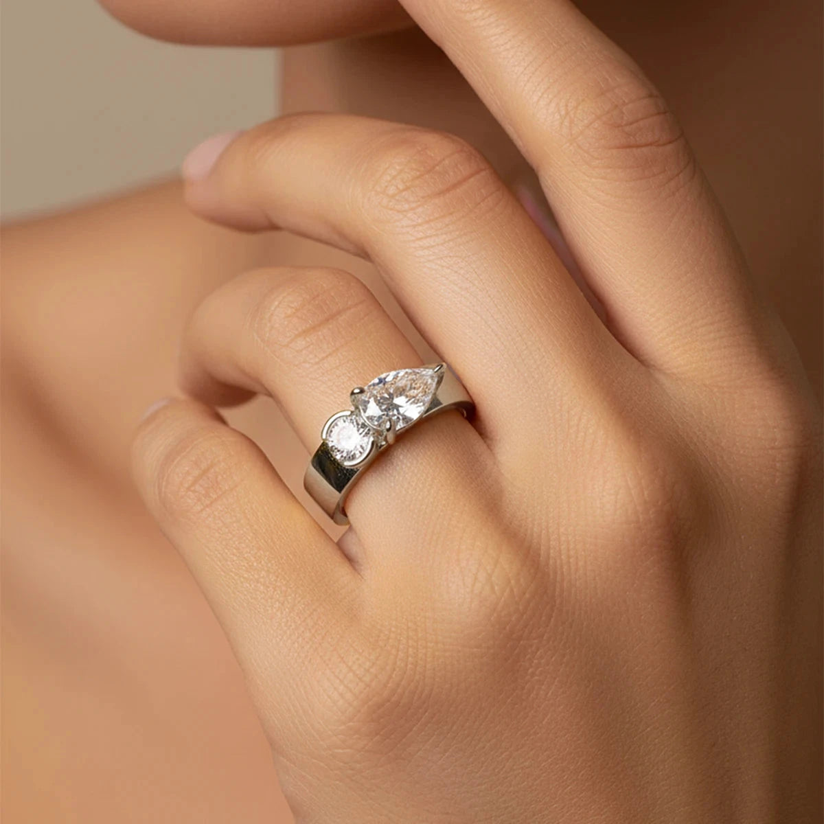 925 Sterling Silver Sparkling Water Drop Interweaving Dazzling Clear Pear CZ Finger Rings For Women Gift Wedding Fine Jewelry by PoisedMe