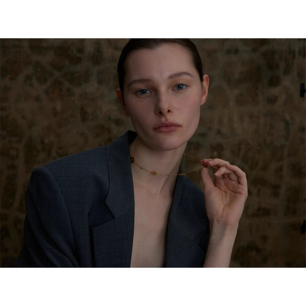 Stainless Steel Flower Chain Fashion Necklace PVD Plated Golden Waterproof Polished High Quality Jewelry for Women by PoisedMe