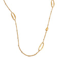 PoisedMe 88cm Stainless Steel Oval Sweater Chain Long Necklace for Women 18K Golden PVD Plated Distinctive Fashion Jewelry Gift -