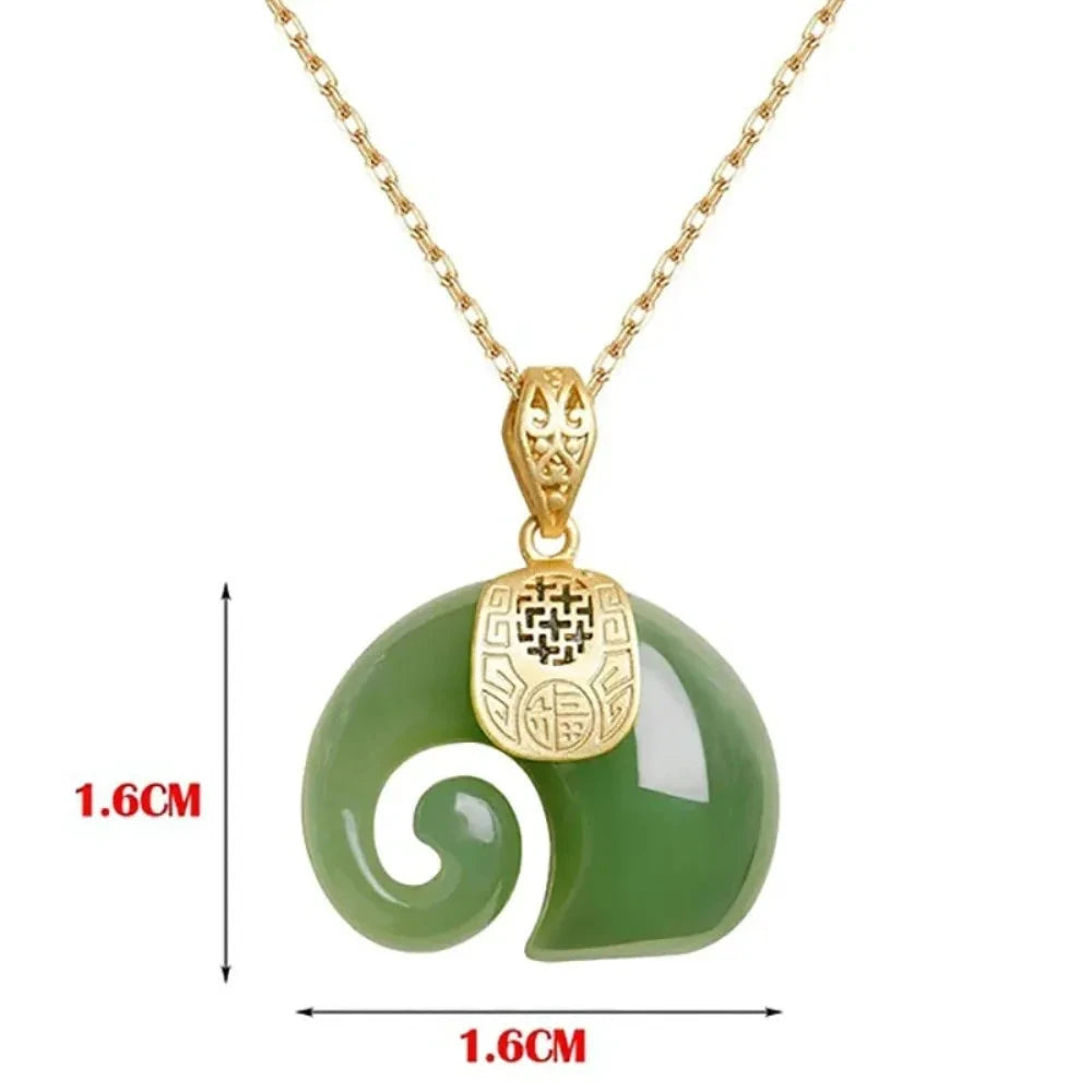 Choker Jewelry Boutique Natural Stone Hetian Jade Elephant Pendant 18K Gold Plated Chain Necklace For Women Birthday Anniversary by PoisedMe
