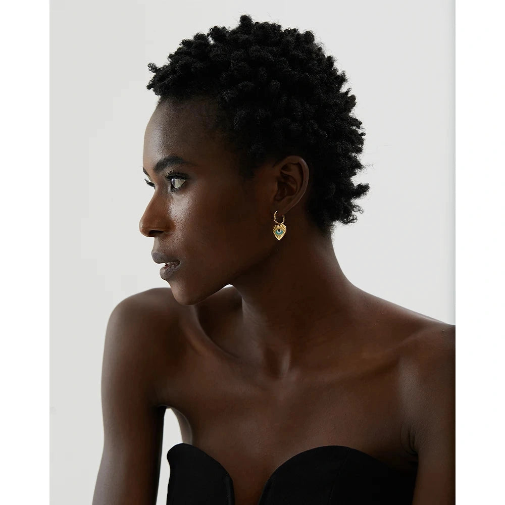 Stainless Steel Turkey Evil Eye Hoop Earrings Trendy Fashion Jewelry for Women Charm Bijoux by PoisedMe