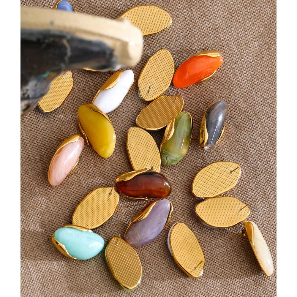 Colorful Resin Earrings – Modern Acrylic Stainless Steel Studs by PoisedMe