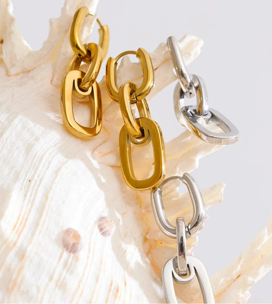 Daily 316 Stainless Steel Rectangle Drop Dangle Earrings for Women Statement Minimalist High Quality Jewelry Wholesale by PoisedMe