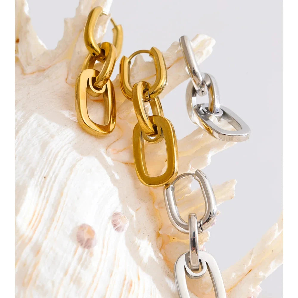 Daily 316 Stainless Steel Rectangle Drop Dangle Earrings for Women Statement Minimalist High Quality Jewelry Wholesale by PoisedMe