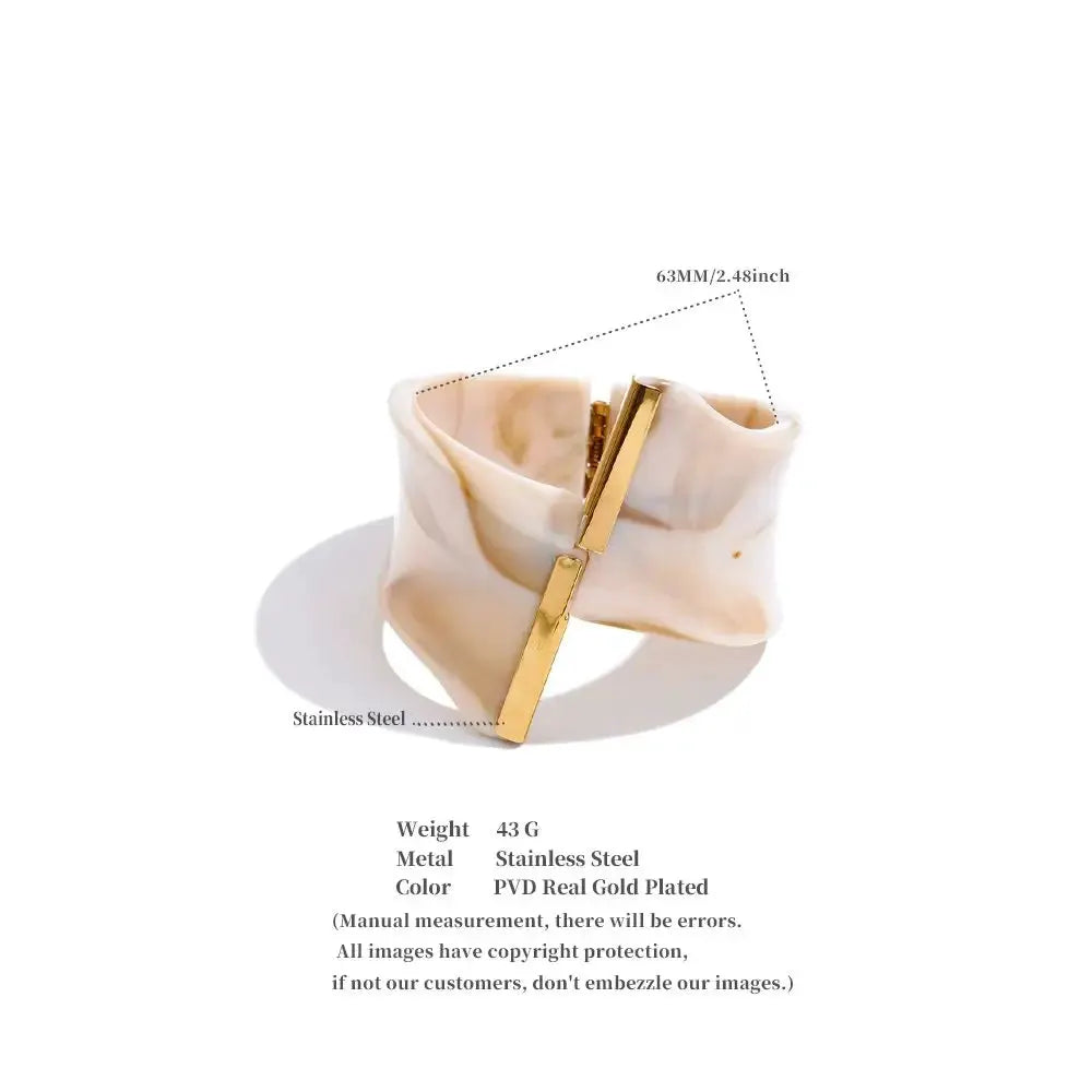 PoisedMe 62mm Exclusive Design Multi-Color Acrylic Acetic Acid Wide Bracelet Bangle Stainless Steel Fashion Statement Jewelry 2025 -