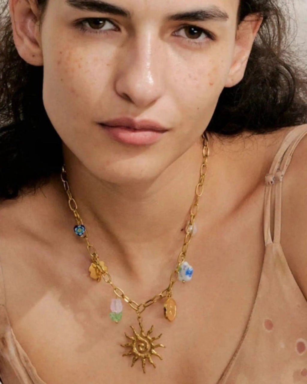 Sun Ocean Charm Pendant Necklace Gold Plated Stainless Steel Waterproof by Poised Me Jewelry Studio