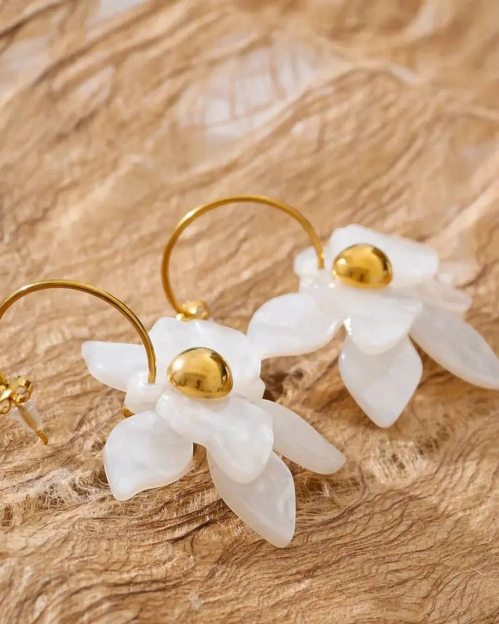 Multicolor Acrylic Flower Petal Drop 18k PVD Plated Stainless Steel Earrings Hooks by Poised Me Jewelry Studio